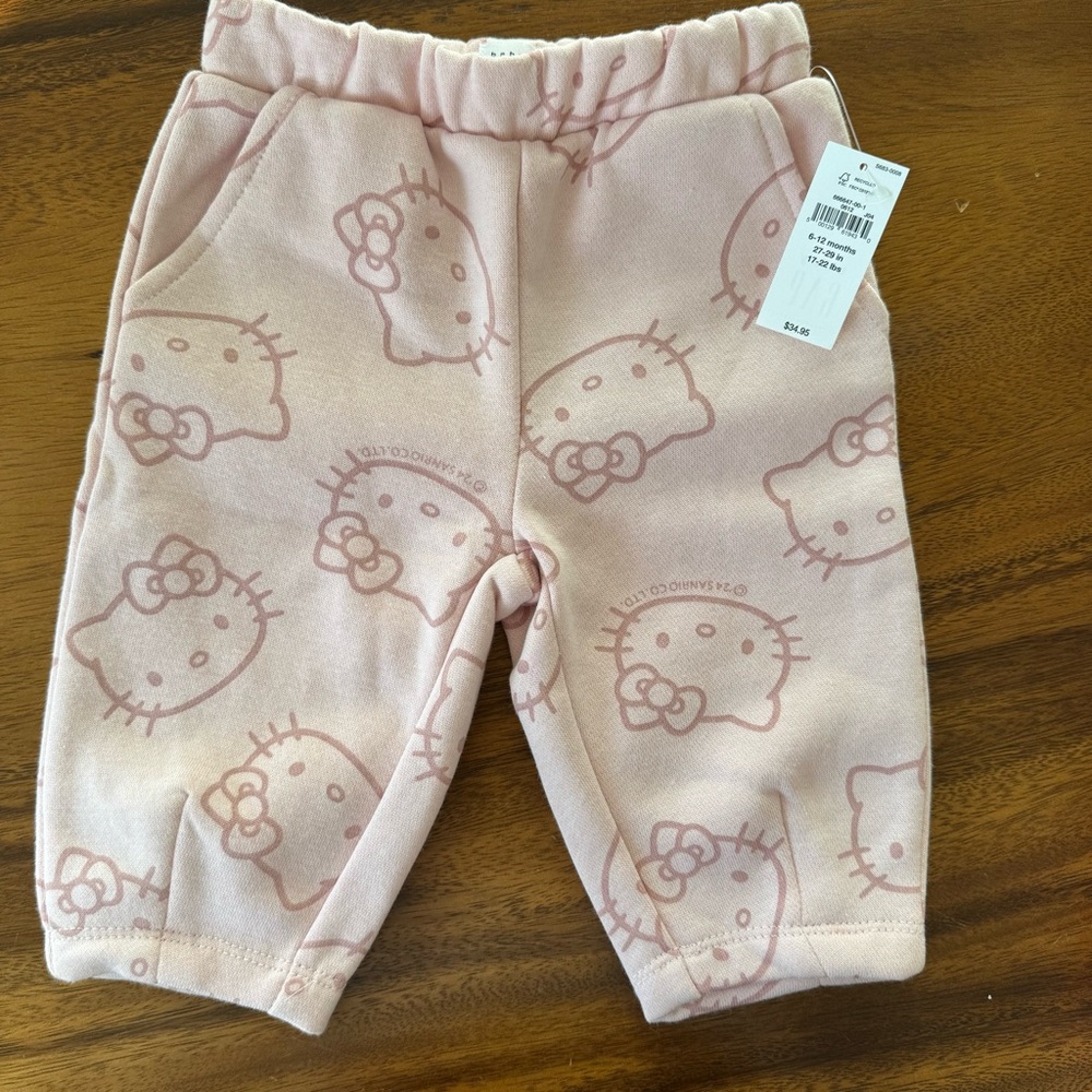 GAP Baby Light Pink Hello Kitty Fleece Cotton Sweatpants Joggers 6-12M